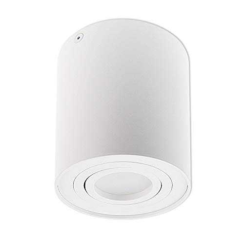 LED Aufbauleuchte rund - weiß 7,5 Watt dimmbar neutralweiß GU10 230V - 125x96mm Aufbaustrahler aus Aluminium - Aufbau Downlight Deckenlampe Loft Aufbau-Spot Decken-Strahler von Trano