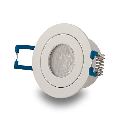 Trano LED Einbaustrahler Weiß rund 3W warmweiß IP-44 230V - GU11 Strahler für Bad und Außen-Bereich - Ø40mm Bohrloch Badezimmer Sauna Dusche Einbau-Spot Einbauleuchte von Trano