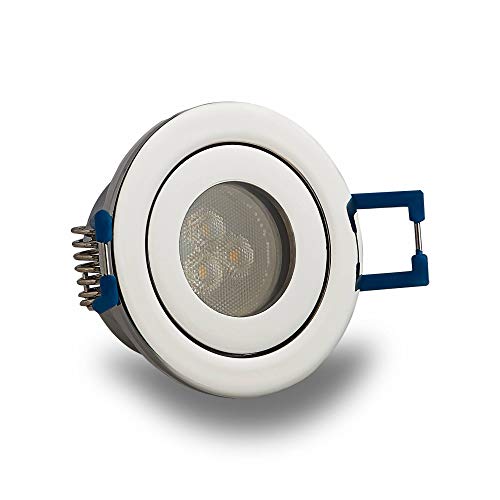 Trano LED Einbaustrahler Chrom rund 3W warmweiß IP-44 230V - GU11 Strahler für Bad und Außen-Bereich - Ø40mm Bohrloch Badezimmer Sauna Dusche Einbau-Spot Einbauleuchte von Trano