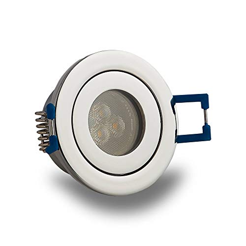 LED Einbaustrahler Chrom - rund 3W neutralweiß flach und schmal 12V MR11 - IP44 für Bad, Außenbereich Ø40mm Bohrloch - Badezimmer Terrasse Einbau-Spot Decken-Strahler von Trano