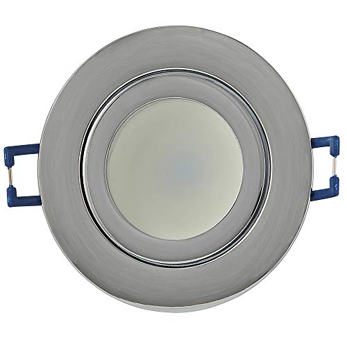 Trano LED Einbaustrahler IP44 rund Chrom 3 Watt kaltweiß flach 230V - Einbau-spot dimmbar als Deckenleuchte und Deckenstrahler für Feuchtraum Bad Außen Dusche - Strahler 60mm Bohrloch von Trano