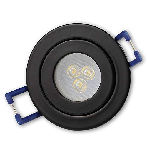 Trano LED Einbaustrahler Schwarz rund 3W neutralweiß IP-44 230V - GU11 Strahler für Bad und Außen-Bereich - Ø40mm Bohrloch Badezimmer Sauna Dusche Einbau-Spot Einbauleuchte von Trano