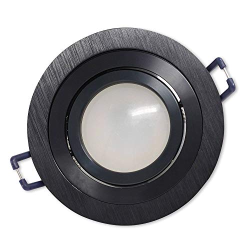 LED Einbaustrahler Schwarz - rund 7W neutralweiß 12V flach - MR16 Einbauleuchte schwenkbar - 75-85mm Bohrloch Einbau-Spot Decken-Strahler Deckeneinbaustrahler Deckeneinbauleuchte von Trano