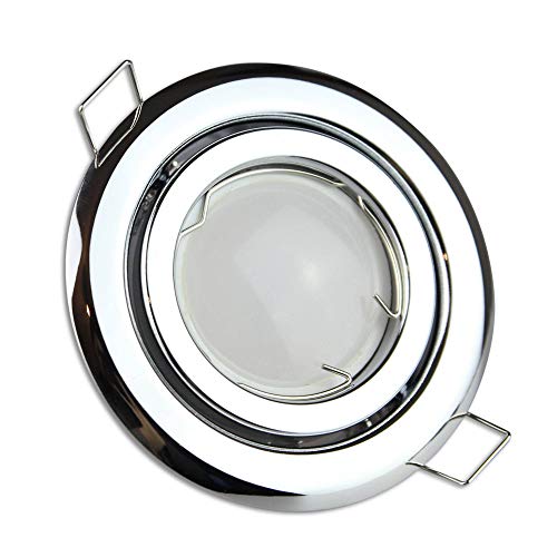 LED Einbaustrahler chrom 5 Watt neutralweiß MR16 12V flach - Einbauleuchten schwenkbar 80-85mm Bohrloch - Einbau-Spot Decken-Strahler Deckeneinbaustrahler Deckenspot Deckeneinbauleuchte von Trano