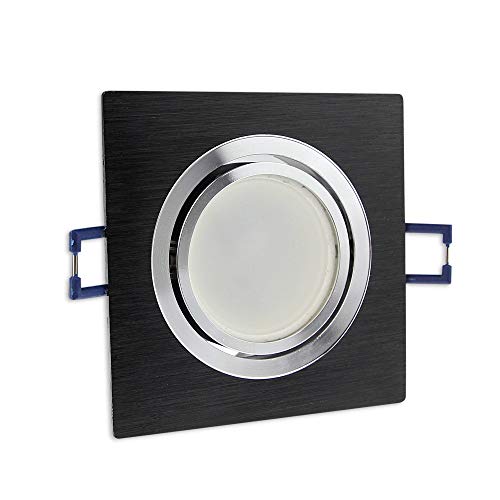 Trano LED Einbaustrahler eckig - schwarz 3 Watt neutralweiß 230V - GU10 Einbau-Leuchte schwenkbar Ø68mm Bohrloch - Einbau-Spot Decken-Strahler Deckeneinbaustrahler Deckenspot von Trano