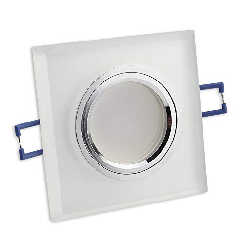 Trano LED Einbaustrahler matt - eckig aus Glas 7 Watt kaltweiß 230V - GU10 Einbauleuchte 60mm Bohrloch Einbau-Spot Decken-Strahler Deckeneinbaustrahler Deckeneinbauleuchte Einbauleuchte Leuchte von Trano