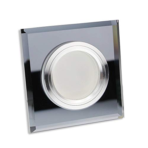 Trano LED Einbaustrahler schwarz - eckig aus Glas 7 Watt kaltweiß 12V - MR16 Einbauleuchten 60-70mm Bohrloch - Einbau-Spot Decken-Strahler Deckeneinbaustrahler Deckenspot Deckeneinbauleuchte von Trano