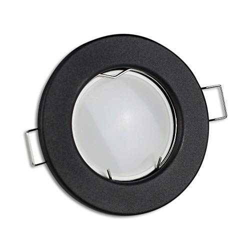LED Einbaustrahler schwarz rund 1,2 Watt warmweiß 230V - GU10 Einbauleuchten aus hochwertigem Aluminium - 55-60mm Bohrloch Einbau-Spot Decken-Leuchte von Trano