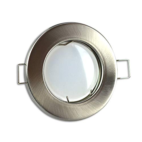 LED Einbaustrahler silber gebürstet rund 5 Watt warmweiß 230V - GU10 Einbauleuchten aus hochwertigem Aluminium - 55-60mm Bohrloch Einbau-Spot Decken-Leuchte von Trano
