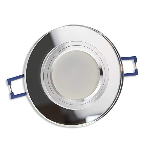 LED Einbaustrahler transparent - rund aus Glas 5 Watt warmweiß 12V - MR16 Einbauleuchten 60-70mm Bohrloch - Einbau-Spot Decken-Strahler Deckeneinbaustrahler Deckenspot Deckeneinbauleuchte von Trano