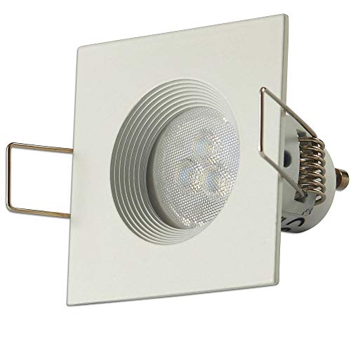 LED Einbaustrahler weiß eckig 3W warmweiß 230V - GU11 Einbau-spot als Deckenleuchte und Decken-strahler oder Wandleuchte - Einbauleuchte 55mm Bohrloch mit Leuchtmittel Einbau-lampe von Trano