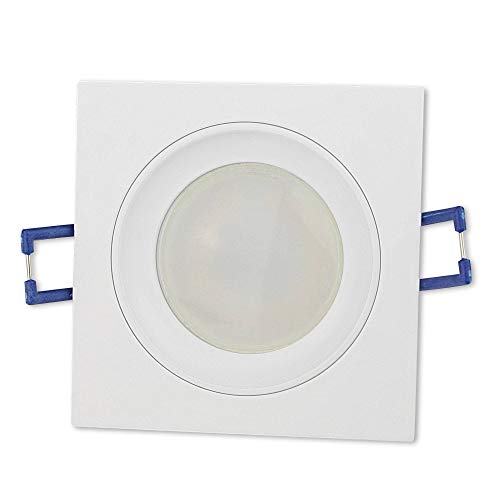 LED Einbaustrahler weiß - eckig 5 Watt warmweiß 230V flach (30mm) - Einbauleuchte dimmbar aus Aluminium - 75mm Bohrloch Einbau-Spot Decken-Strahler von Trano
