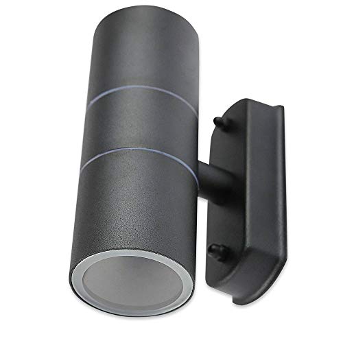 LED Wandleuchte Außen anthrazit 7 Watt warmweiß - IP44 Up und Down Außen-Leuchte aus Aluminium - 2x GU10 Außenstrahler Garten-Lampe von Trano
