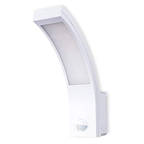 LED Wandleuchte weiß 10W mit Bewegungsmelder und Dämmerungssensor IP54 - Außen-Leuchte aus Kunststoff - Außenstrahler Garten-Lampe von Trano