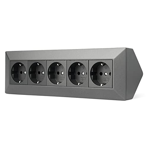 Möbel-Steckdose 5-fach für Küche und Büro - Ecksteckdose in anthrazit aus hochwertigem Kunststoff ideal für Arbeitsplatte, Tischsteckdose oder Unterbausteckdose 5x Steckdosenelement Küchensteckdose Möbel-Steckdose 5-fach für Küche und Büro - Ecksteckdose in anthrazit aus hochwertigem Kunststoff ideal für Arbeitsplatte, Tischsteckdose oder Unterbausteckdose 5x Steckdosenelement Küchensteckdose von Trano