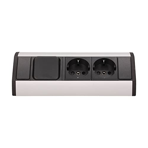Möbel-Steckdose mit 2x Schuko + Lichtschalter - hochwertige Ecksteckdose aus Aluminium ideal für Arbeitsplatte, Tischsteckdose oder Unterbausteckdose Steckdosenelement Möbel-Steckdose mit 2x Schuko + Lichtschalter - hochwertige Ecksteckdose aus Aluminium ideal für Arbeitsplatte, Tischsteckdose oder Unterbausteckdose Steckdosenelement von Trano