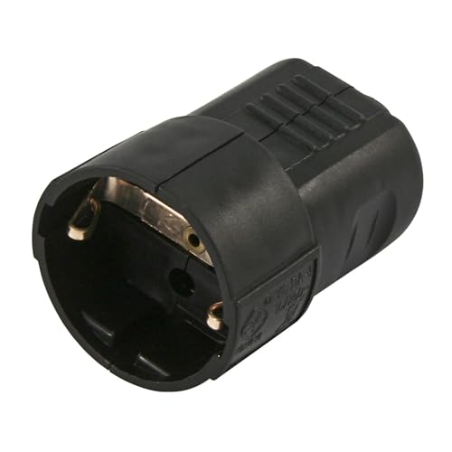 Schutzkontakt-Kupplung wiederanschließbarer in schwarz – 250 V 16 A Schuko Ersatz Kupplung Steckdose – für H05VV-F 3x 1,0 mm² oder 3x 1,5 mm² Schutzkontakt-Kupplung wiederanschließbarer in schwarz – 250 V 16 A Schuko Ersatz Kupplung Steckdose – für H05VV-F 3x 1,0 mm² oder 3x 1,5 mm² von Trano