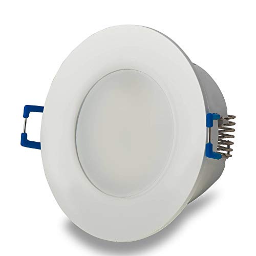LED Einbaustrahler rund weiß 6,5 Watt neutralweiß flach 230V - Einbauleuchte dimmbar IP44 für Bad, Außenbereich - Bohrloch Ø70mm Badezimmer Decken-Spot Badeinbaustrahler von Trano