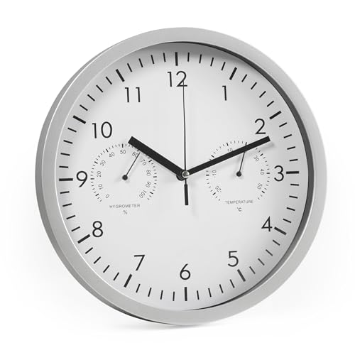 Trano Quarz-Wanduhr mit Thermometer und Hygrometer 25cm - Temperaturanzeige Luftfeuchtigkeit Wohnzimmer Zifferblatt - Multifunktionale Uhr weiß Trano Quarz-Wanduhr mit Thermometer und Hygrometer 25cm - Temperaturanzeige Luftfeuchtigkeit Wohnzimmer Zifferblatt - Multifunktionale Uhr weiß von Trano