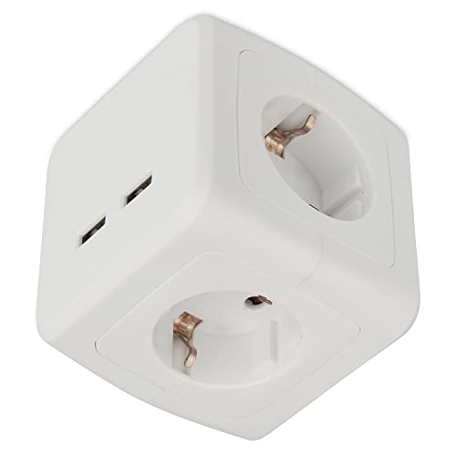 USB Steckdose Steckdosenwürfel für Küche und Büro - eckige Steckdose ideal als Tischsteckdose mit 4-fach Steckdosenelement, 2x USB und 1,5m Kabel Küchensteckdose Mehrfachsteckdose USB Steckdose Steckdosenwürfel für Küche und Büro - eckige Steckdose ideal als Tischsteckdose mit 4-fach Steckdosenelement, 2x USB und 1,5m Kabel Küchensteckdose Mehrfachsteckdose von Trano