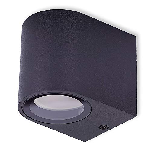 Wandleuchte schwarz aus Aluminium - GU10 Wandlampe für Außen und Innen, IP44 - Wandbeleuchtung Außenleuchte Außenlampe - ohne Leuchtmittel von Trano