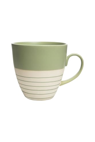 Tasse MODERN 500 ml große Keramik Kaffeetasse Becher, Steingut Teetasse für Büro und Zuhause, großer Griff, leicht zu halten, mikrowellen spülmaschinenfest, grün von Tranquillo