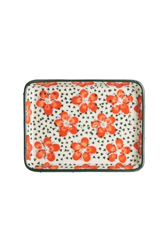 Tranquillo Große rechteckige Seifenschale Ablage Flower aus Keramik, rechteckig mit Löchern für den Wasserablauf, 13 x 10 x 2 cm von Tranquillo