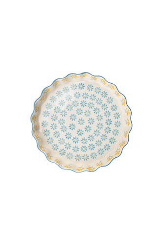 Tranquillo Quicheform aus Steinzeug mit handgestempeltem Print Floral blau/gelb, 22 x 22 x 4 cm Tranquillo Quicheform aus Steinzeug mit handgestempeltem Print Floral blau/gelb, 22 x 22 x 4 cm von Tranquillo