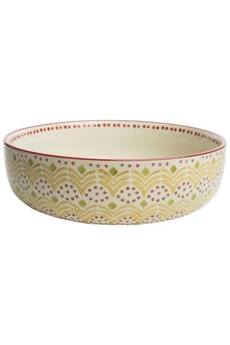Tranquillo Schüssel ORIENTAL Salatschüssel Servierschale aus Steinzeug Handgefertigt, 30x30x10 cm, Fassungsvermögen: 4.000 ml von Tranquillo