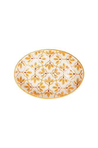 Tranquillo Seifenschale Floral oval aus Steingut mit gelbem Print, mit Löchern für den Wasserablauf, 14 x 9,5 x 2 cm Tranquillo Seifenschale Floral oval aus Steingut mit gelbem Print, mit Löchern für den Wasserablauf, 14 x 9,5 x 2 cm von Tranquillo
