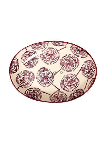 Tranquillo Seifenschale Floral Pusteblume, oval aus handbemalter Keramik mit Löchern für den Wasserablauf 14 x 9,5 x 2 cm von Tranquillo
