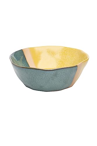 Tranquillo Servierschale aus Keramik Buddha Bowl INDUSTRIAL gelb/grün Müslischale Snackschale Dipschalen Ramenbowl Frühstück, 20 x 20 x 7 cm von Tranquillo