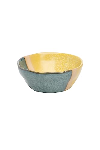 Tranquillo Snack Bowl INDUSTRIAL gelb/grün Schüssel aus Keramik Müslischale Snackschale Dipschalen Ramenbowl Frühstück, 12,7 x 12,7 x 4,5 cm von Tranquillo