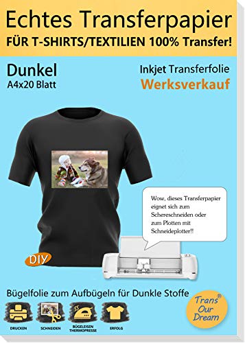 TransOurDream A4X20 Blatt+2 A3 Silikonpapier,ECHTE Inkjet Bügelfolie,Transferpapier für Dunkle Stoffe,Inkjet Textilefolien,Transferfolie für dunkle T-Shirts und Textilien,Transfer paper TransOurDream A4X20 Blatt+2 A3 Silikonpapier,ECHTE Inkjet Bügelfolie,Transferpapier für Dunkle Stoffe,Inkjet Textilefolien,Transferfolie für dunkle T-Shirts und Textilien,Transfer paper von TransOurDream