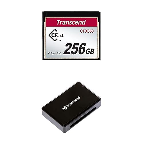 Bundle Transcend 128GB CFast 2.0 Speicherkarte CFX650 SATA III 6Gb/s, bis zu 510/370 MB/s, MLC NAND Flash - TS256GCFX650 + Transcend CFast Kartenleser USB 3.1 Gen, Schwarz - TS-RDF2 von Transcend
