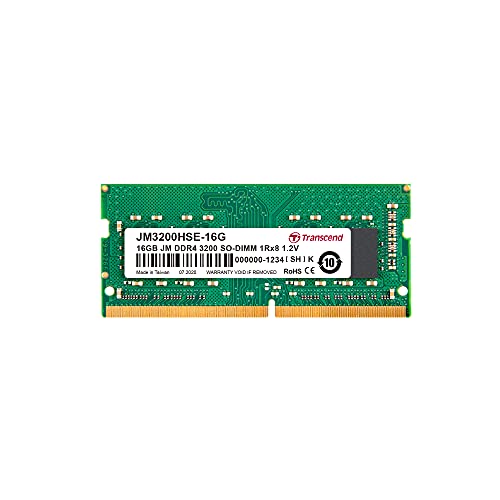 Transcend JM3200HSE-16G Arbeitsspeicher 16 GB DDR4 3200 MHz Arbeitsspeicher Modul (16 GB, DDR4, 3200 MHz, SO-DIMM) von Transcend