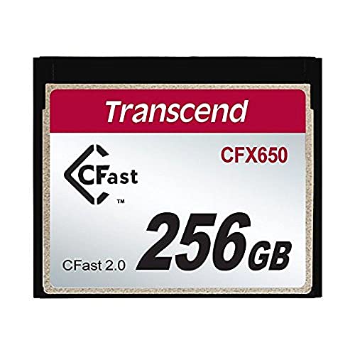 Transcend 256GB CFast 2.0 Speicherkarte CFX650 SATA III 6Gb/s, bis zu 510/370 MB/s, MLC NAND Flash, entwickelt für professionelle Kinematografie in High-Resolution - TS256GCFX650 von Transcend