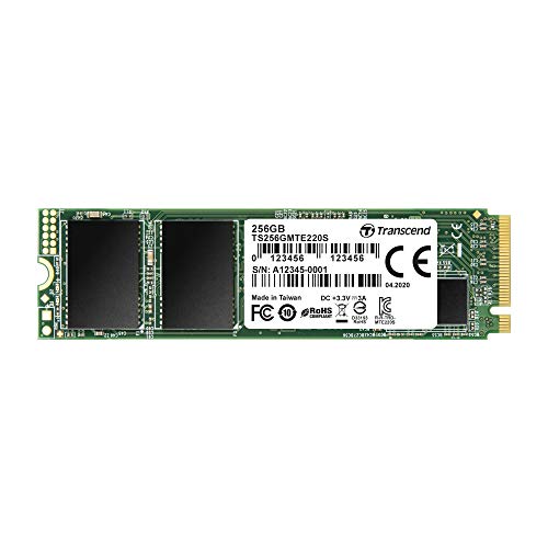 Transcend TS256GMTE220S 256GB M.2 Ultra-Highspeed SSD für High-End-Anwendungen (Gaming, digitale Audio- und Videoproduktionen etc.), schnelle Übertragung bis zu 3.500/2.700 MB/s, PCIe™ Gen3 x4, 2280 von Transcend