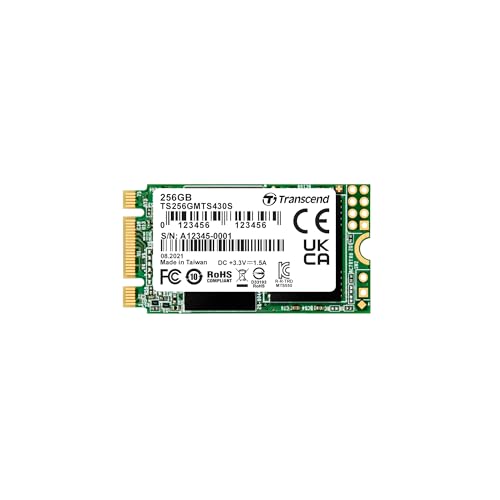 Transcend 256GB MTS430S M.2 2242 SATA III 6Gb/s interne SSD 3D TLC NAND mit DRAM Cache - TS256GMTS430S von Transcend