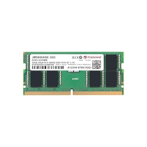 Transcend 32GB JetRam JM5600ASE DDR5-Speichermodul - 5600MT/s, 1.1V Niederspannung, für Hochleistungs-Workstations/Gaming - JM5600ASE-32G von Transcend