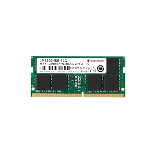 Transcend 32GB SO-DIMM-Speichermodul DDR4 3200MHz - JM3200HSE-32G Transcend 32GB SO-DIMM-Speichermodul DDR4 3200MHz - JM3200HSE-32G von Transcend