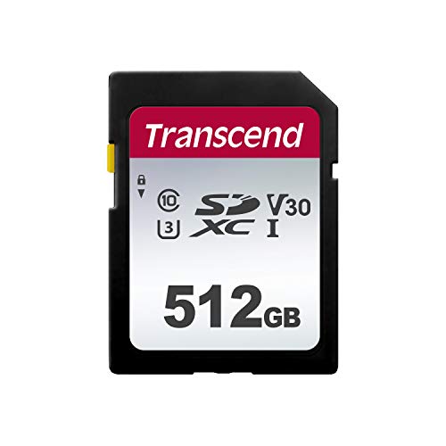 Transcend Highspeed 512GB SDXC Speicherkarte (für Digitalkameras; Bilder & Videos; Autoradio) Class 10, UHS-I U3, Video Speed Class V30 für 4K Ultra HD TS512GSDC300S-E (umweltfreundliche Verpackung) von Transcend