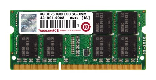 Transcend 8GB DDR3 1600 ECC SODIMM 2Rx8 1Gx72 204P CL11 (DRAM 512Mx8) von Transcend