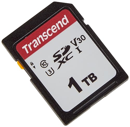 Transcend Highspeed 1TB SDXC Speicherkarte (für Digitalkameras; Bilder & Videos; Autoradio) Class 10, UHS-I U3, Video Speed Class V30 für 4K Ultra HD TS1TSDC300S von Transcend