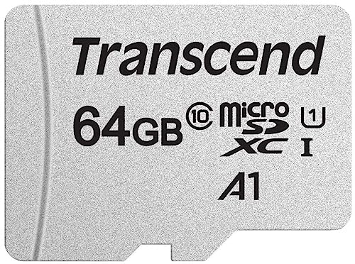 Transcend Highspeed 64GB micro SDXC/SDHC Speicherkarte (für Smartphones, etc. und Digitalkameras) / 4K, Class 10, UHS-I, A1 – TS64GUSD300S von Transcend