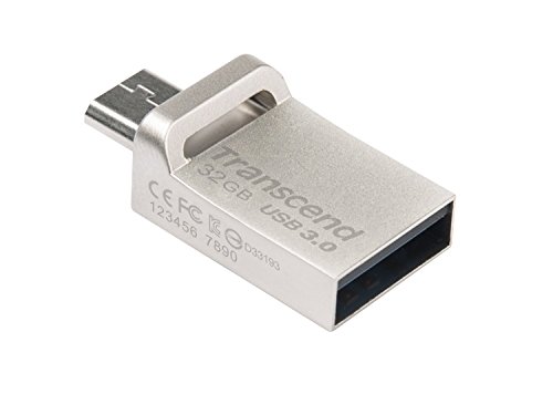 Transcend JetFlash 880 32GB micro USB zu USB 3.1 Gen 1 Type-A Dual Connector USB OTG Flash Drive für Android TS32GJF880S, Schwarz, Silber von Transcend