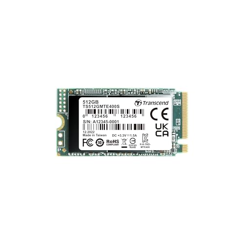 Transcend MTE400S 512 GB NVMe PCIe Gen3 x4 M.2 2242 Internal Solid State Drive (SSD) 3D TLC NAND (TS512GMTE400S) von Transcend