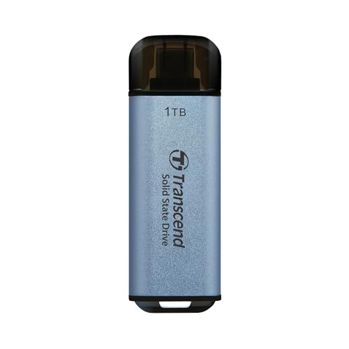 Transcend Portable SSD ESD300C 1TB USB Typ-C 10 Gbit/s PS4/PS5-kompatibel, Blau – TS1TESD300C von Transcend