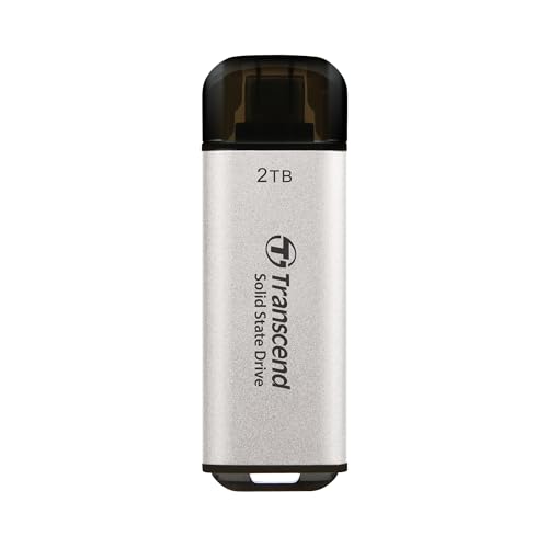 Transcend Portable SSD ESD300S 2TB USB Typ-C 10 Gbit/s PS4/PS5-kompatibel, Silber – TS2TESD300S von Transcend