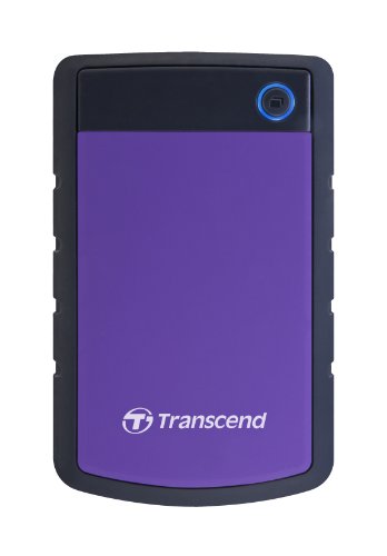 Transcend TS4TSJ25H3P 4TB portable, externe Festplatte (HDD) in purple (lila) mit Backup-Funktion (Datensicherung per Knopfdruck) und Schutzhülle, stoßfest, robust Plug und Play von Transcend